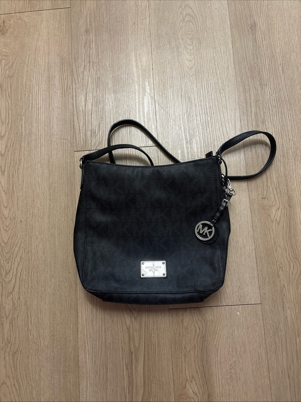 Michael Kors Black Shoulder Crossbody Bag with MK Charm